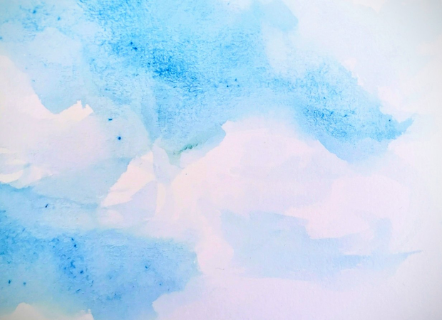 Aquarelle en bleu et blanc de nuages